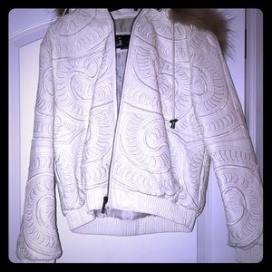 Leather Hooded Jacket (Off White)